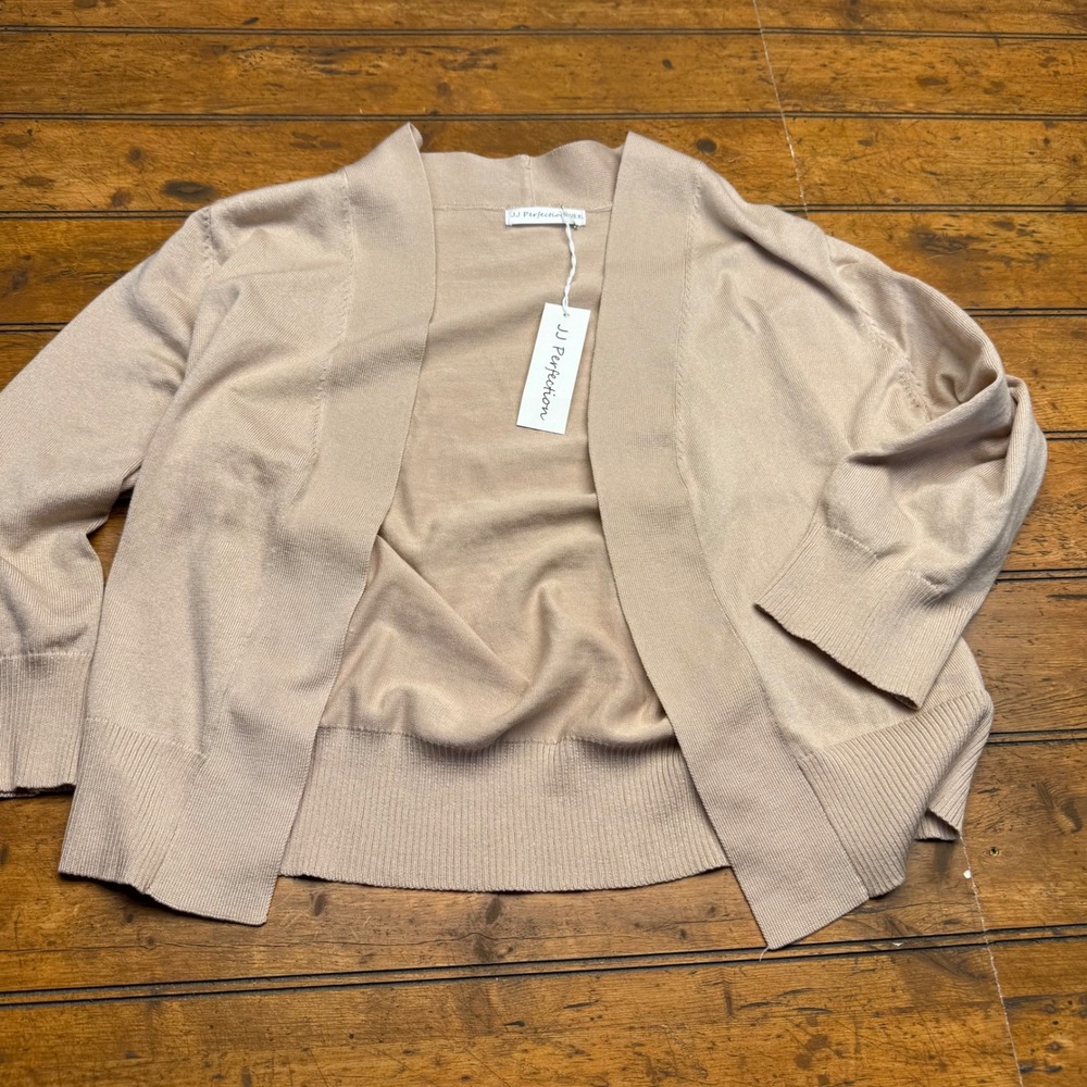 JJ‎ Perfection Beige Open Front Cardigan Sweater Women's Size XL